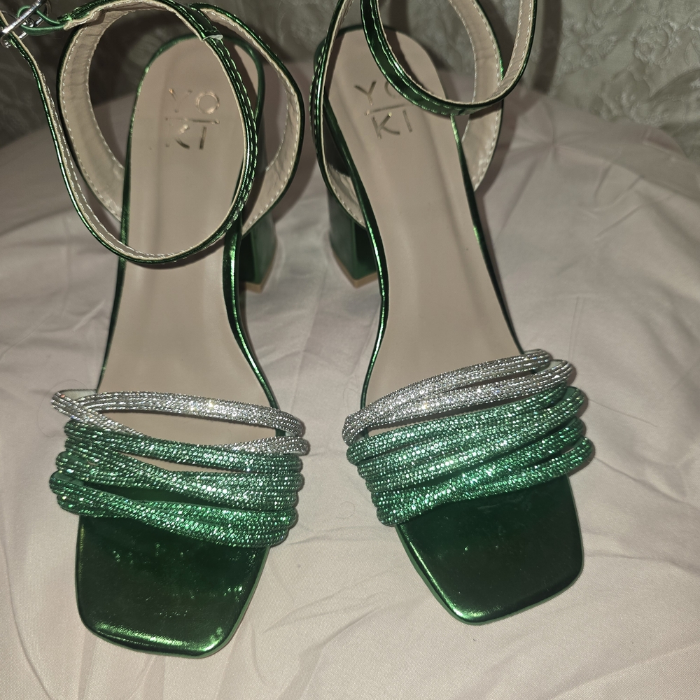 Elegant Green and Silver Women's Sandals
